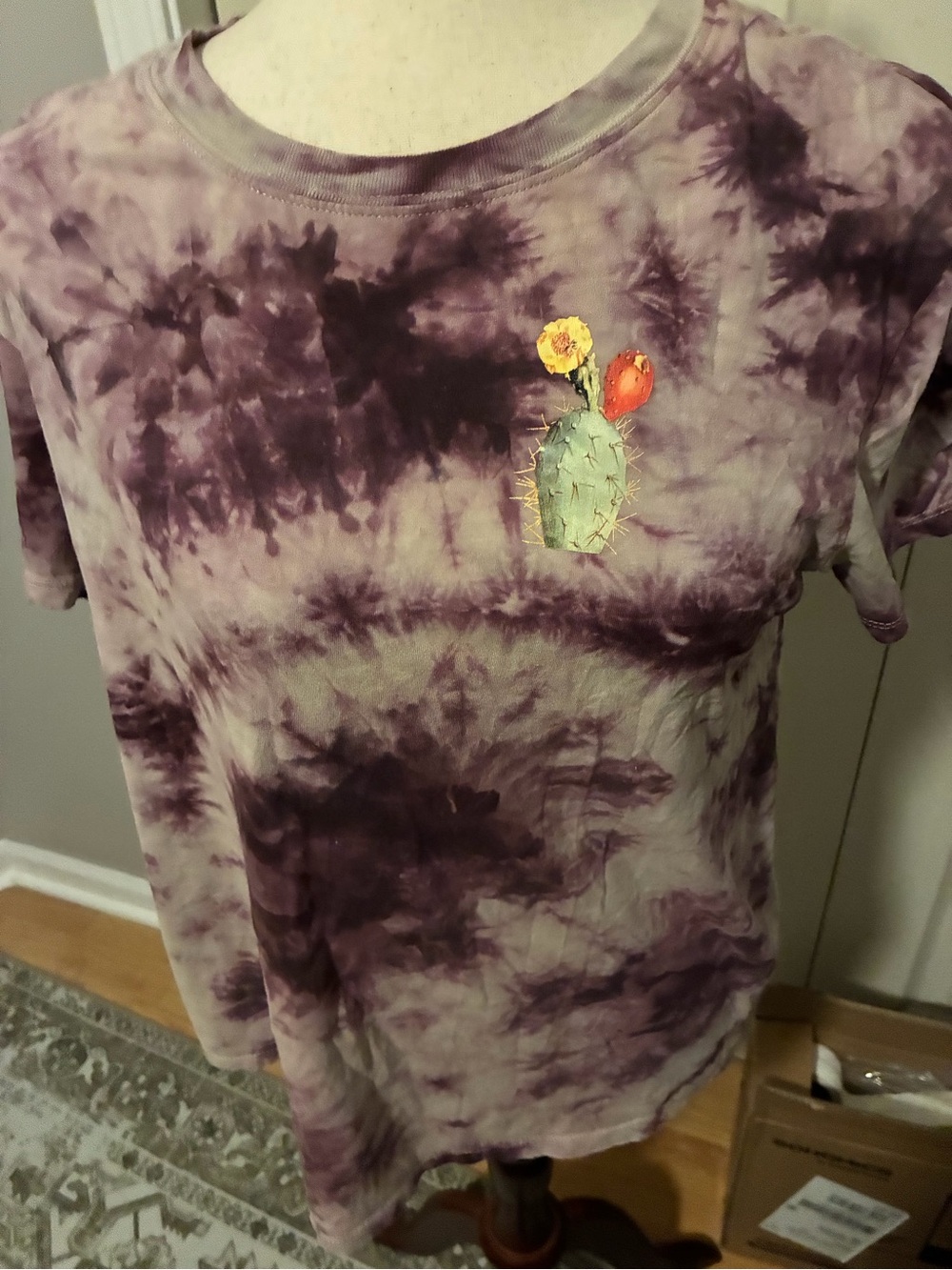 Purple Tie-Dye Cactus Graphic Tee - Women's Short Sleeve